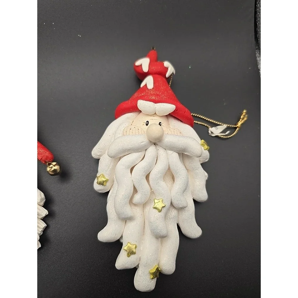 Christmas Clay Santa‎ Ornaments Set of 3